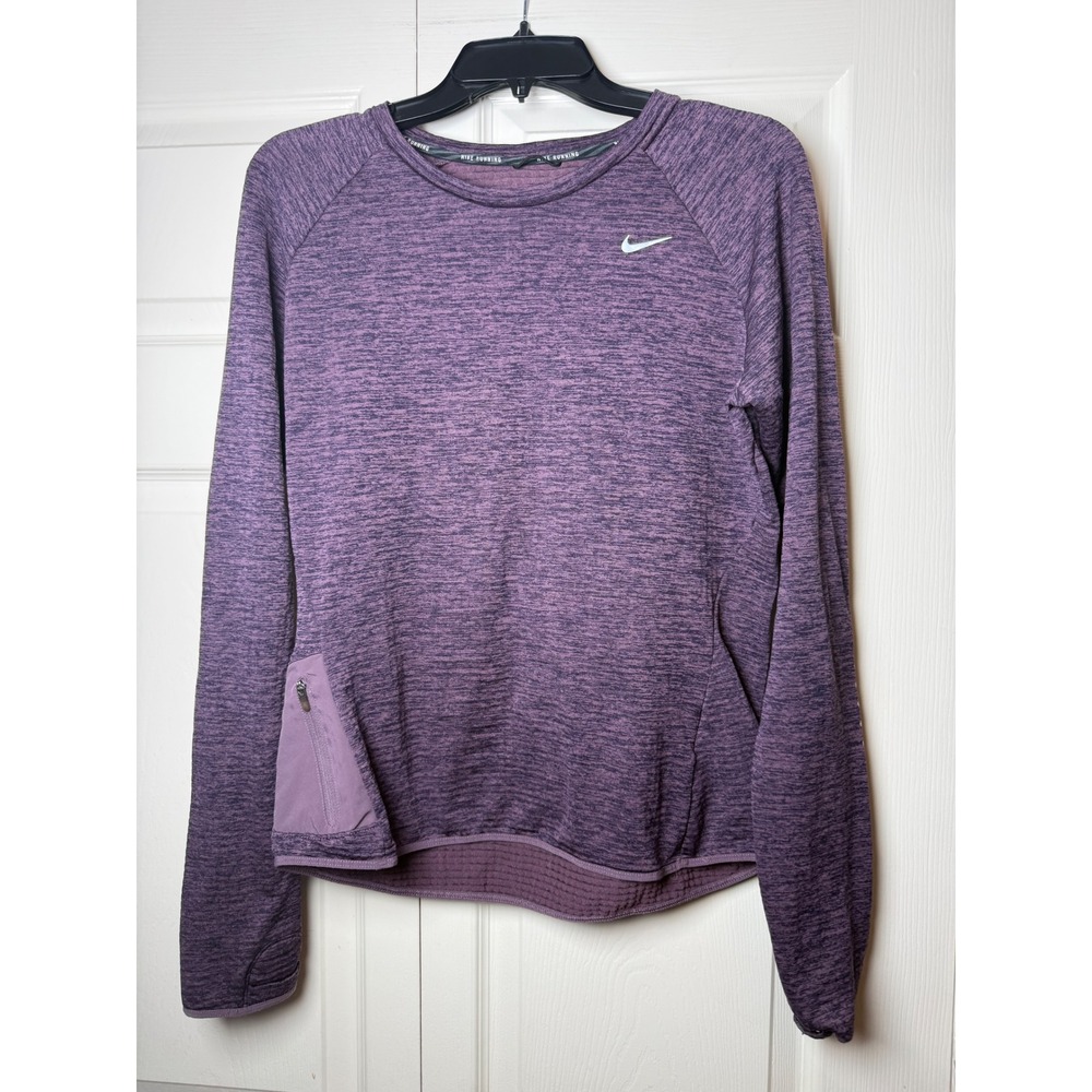 Nike Running Dri-FIT Purple Space‎ Dye Long Sleeve Thermal Top Thumbholes